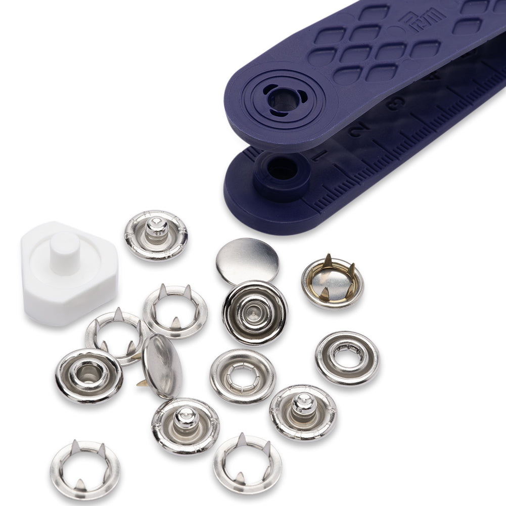 Prym Jersey Press Fasteners and Tools - Silver Capped 12mm - 6pc Detail Prym Jersey Press Fasteners and Tools - Silver Capped 12mm - 6pc Detail