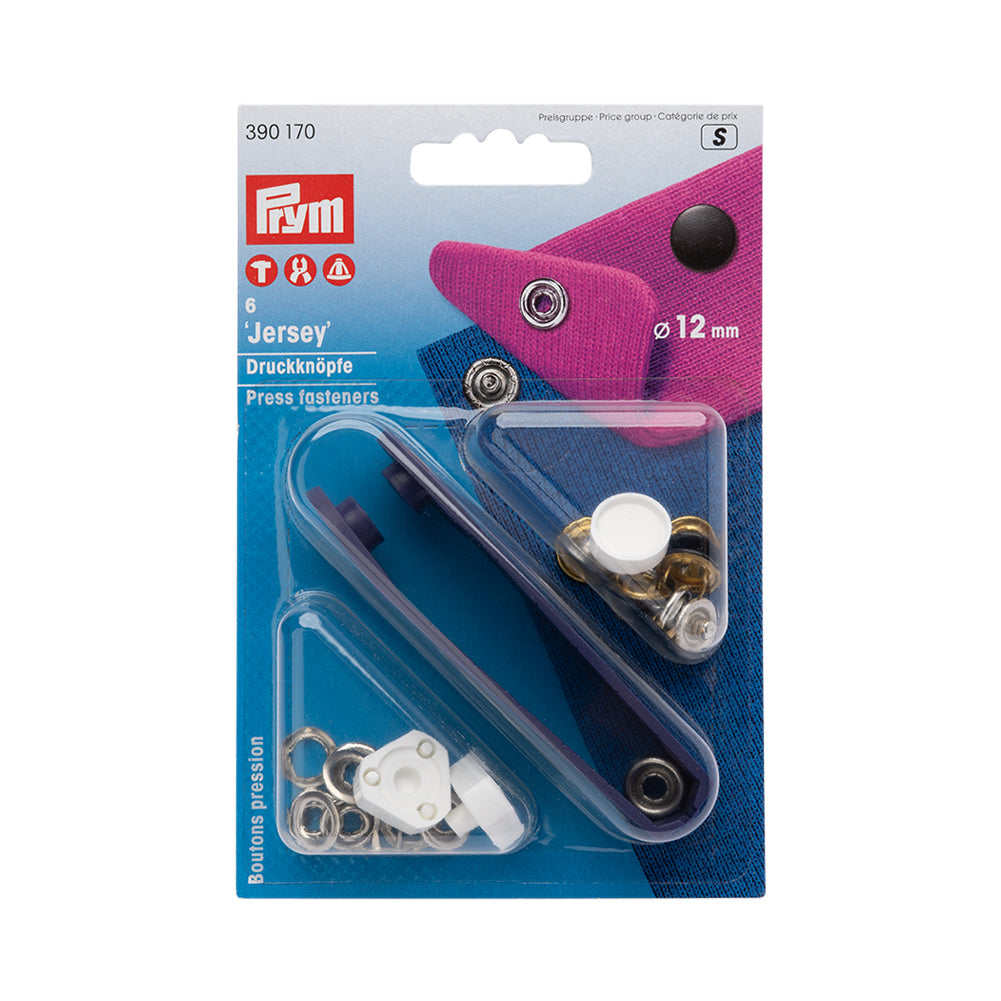 Prym Jersey Press Fasteners and Tools - Black Capped 12mm - 6pc Prym Jersey Press Fasteners and Tools - Black Capped 12mm - 6pc