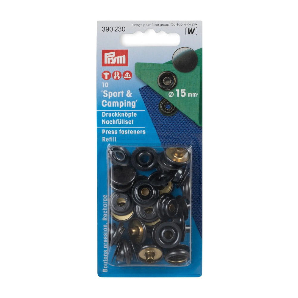 Prym Sport & Camping Press Fasteners Refill - Black 15mm - 10pc Refill Prym Sport & Camping Press Fasteners Refill - Black 15mm - 10pc Refill