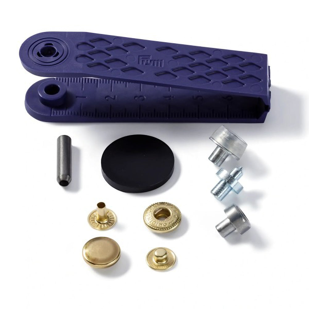 Prym Anorak Press Fasteners with Tools - Gold 12mm - 10pc Detail Prym Anorak Press Fasteners with Tools - Gold 12mm - 10pc Detail