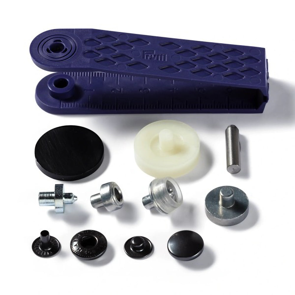 Prym Anorak Press Fasteners with Tools - Oxidized Black 12mm - 10pc Detail Prym Anorak Press Fasteners with Tools - Oxidized Black 12mm - 10pc Detail