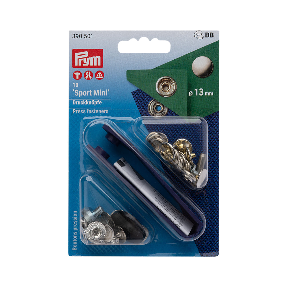 Prym Sport Mini Press Fasteners with Tools - Oxidized Black 13mm - 10pc Prym Sport Mini Press Fasteners with Tools - Oxidized Black 13mm - 10pc