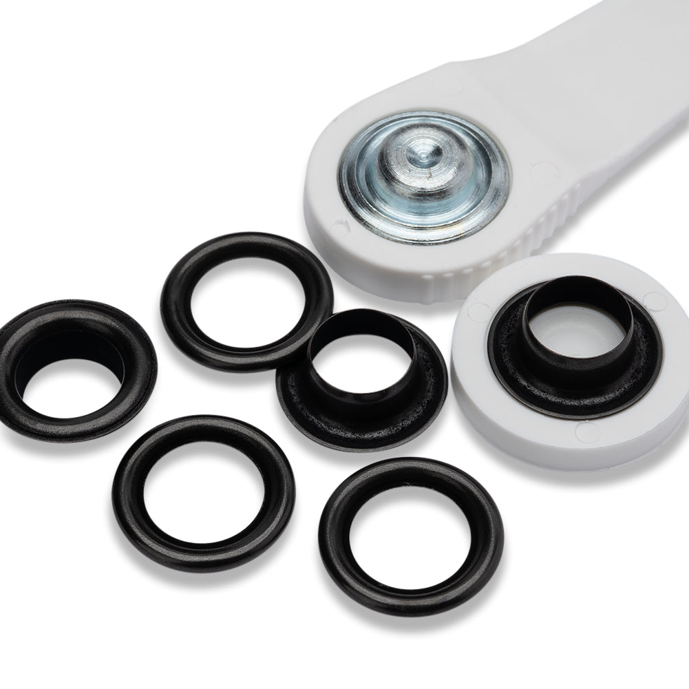 Prym Eyelets with Washers with Tools - Burnished Black 11mm - 15pc Folded Prym Eyelets with Washers with Tools - Burnished Black 11mm - 15pc Folded