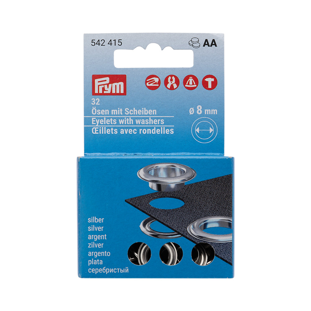 Prym Eyelets with Washers Refill - Silver 8mm - 32pc Prym Eyelets with Washers Refill - Silver 8mm - 32pc