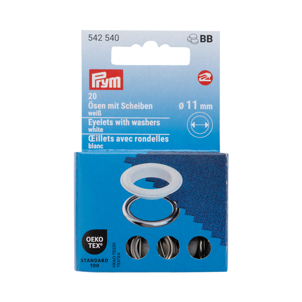 Prym Eyelets with Washers - White 11mm - 20pc Prym Eyelets with Washers - White 11mm - 20pc
