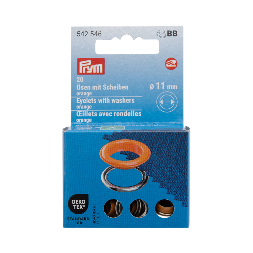 Prym Eyelets with Washers - Orange 11mm - 20pc Prym Eyelets with Washers - Orange 11mm - 20pc