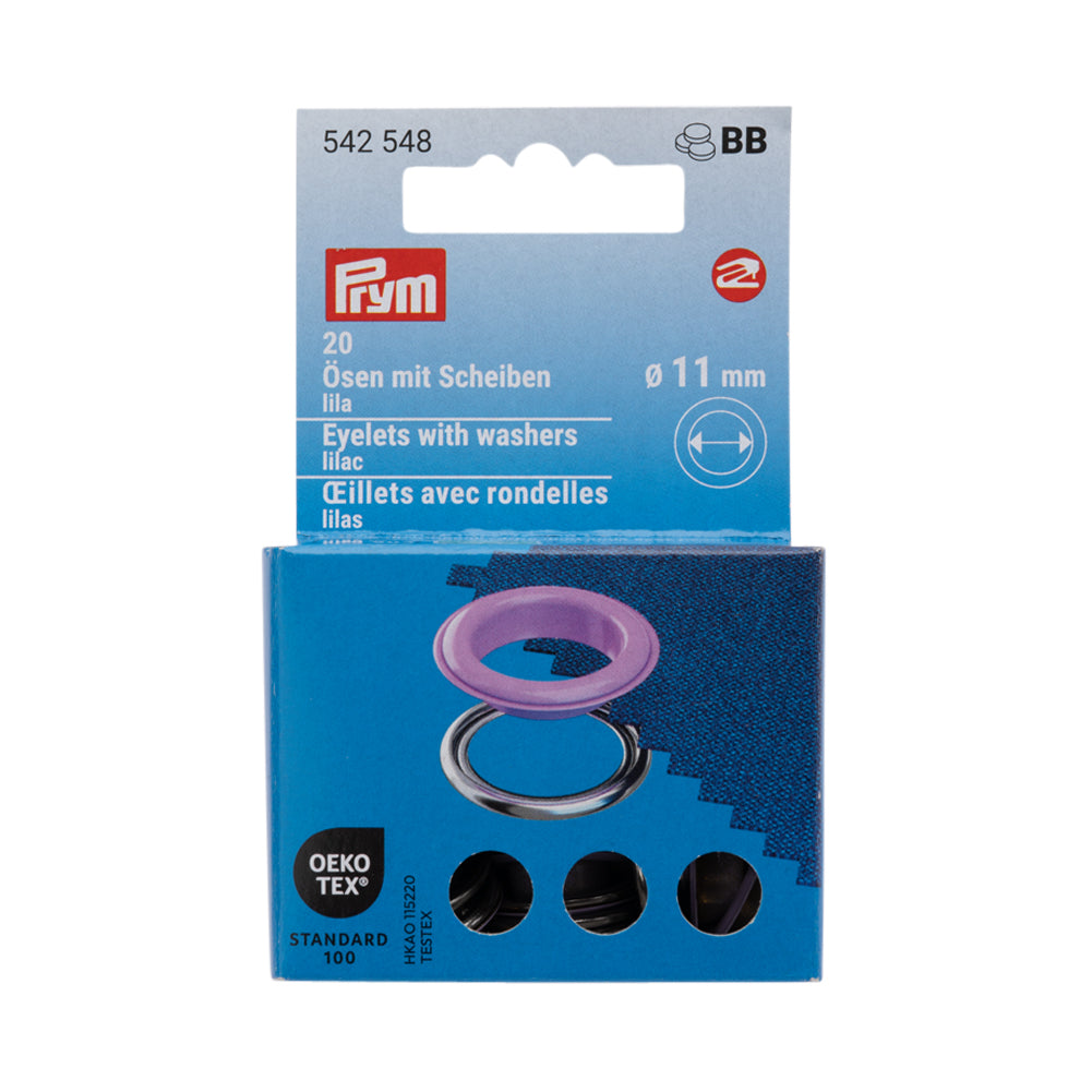 Prym Eyelets with Washers - Lilac 11mm - 20pc Prym Eyelets with Washers - Lilac 11mm - 20pc