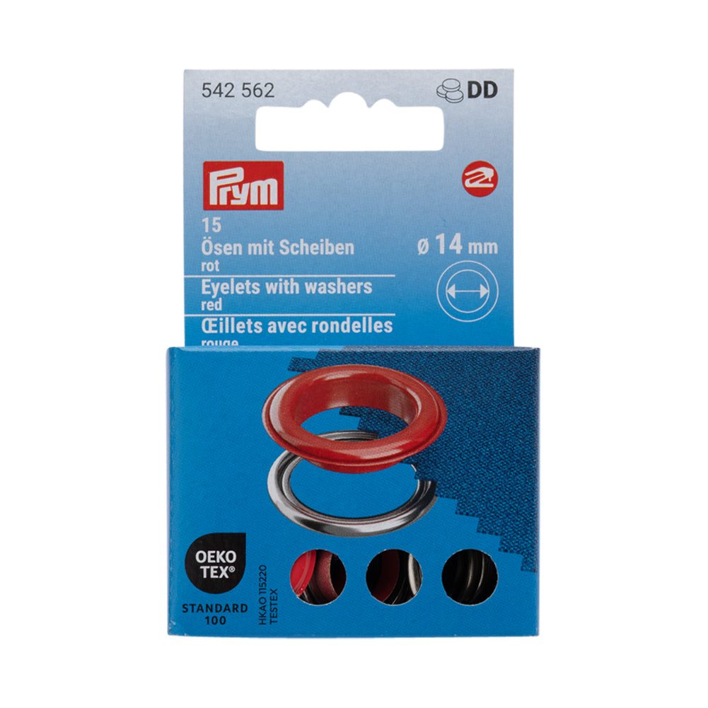 Prym Eyelets with Washers - Red 14mm - 15pc Prym Eyelets with Washers - Red 14mm - 15pc