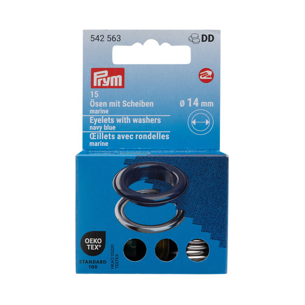 Prym Eyelets with Washers - Navy Blue 14mm - 15pc Prym Eyelets with Washers - Navy Blue 14mm - 15pc