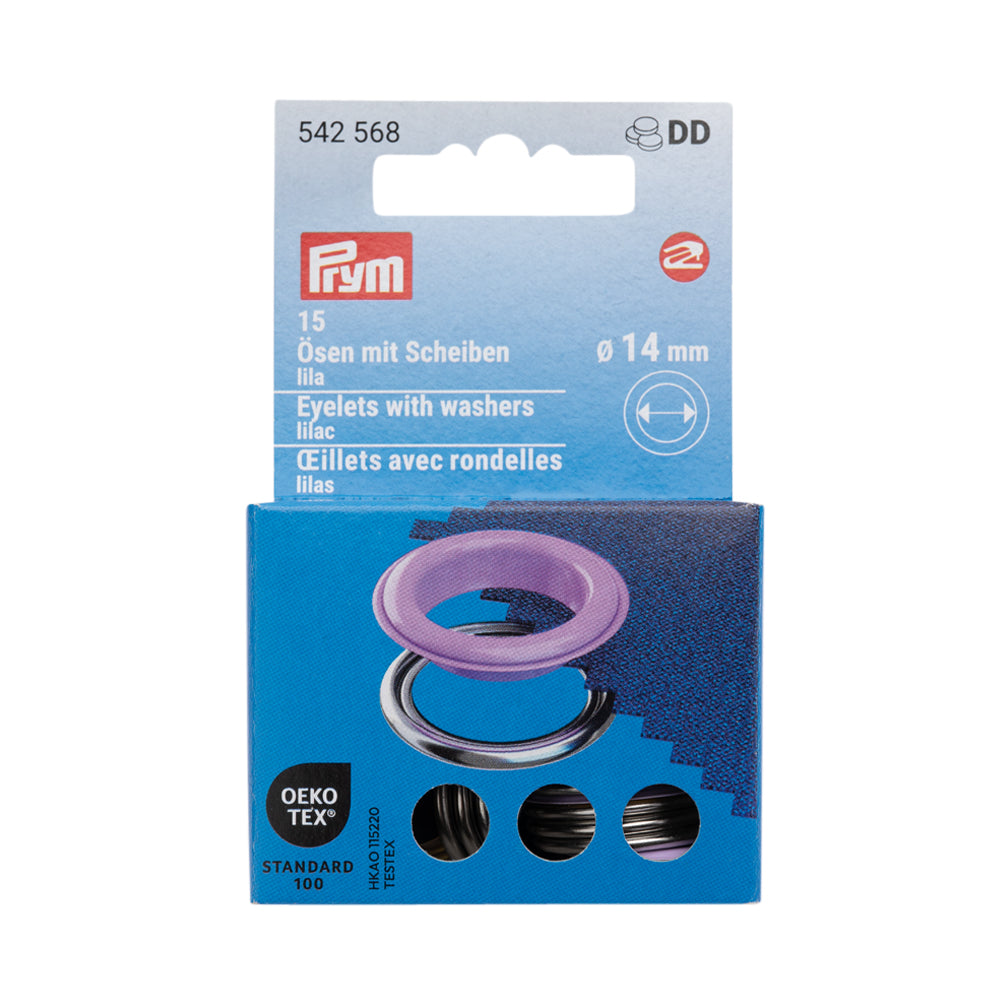 Prym Eyelets with Washers - Lilac 14mm - 15pc Prym Eyelets with Washers - Lilac 14mm - 15pc