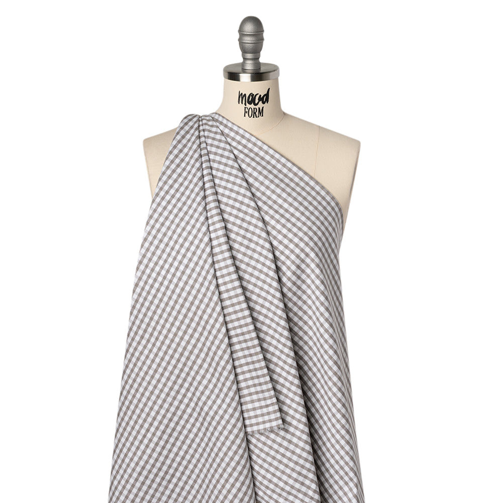 Cotton Oxford Shirting - Gray and White Checks - Deadstock Cotton Oxford Shirting - Gray and White Checks - Deadstock
