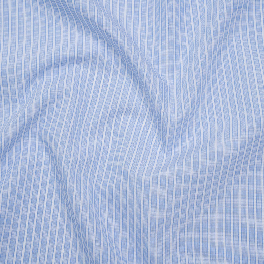 Cotton Shirting - Blue Bell and White Chambray Stripes - Deadstock Cotton Shirting - Blue Bell and White Chambray Stripes - Deadstock