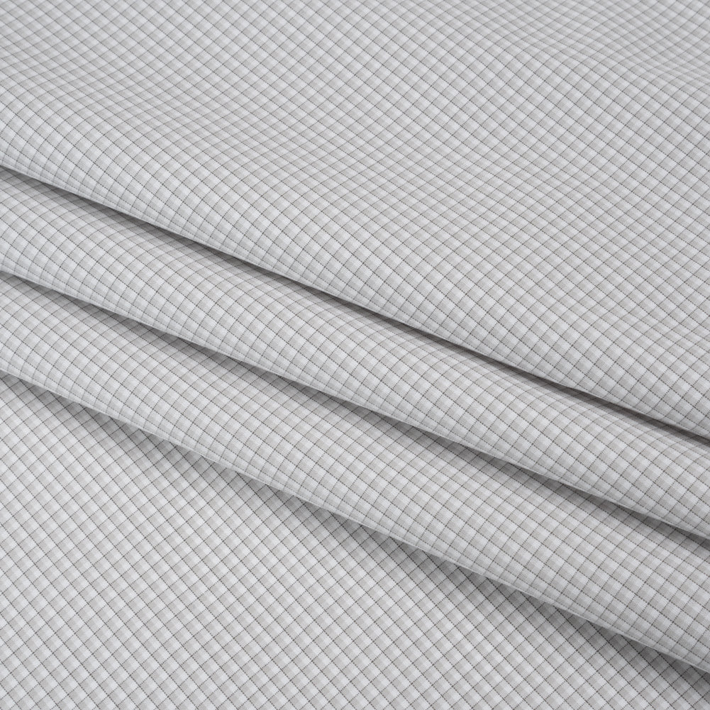 Cotton Shirting - Greige, White and Charcoal Shadowed Checks - Deadstock Cotton Shirting - Greige, White and Charcoal Shadowed Checks - Deadstock