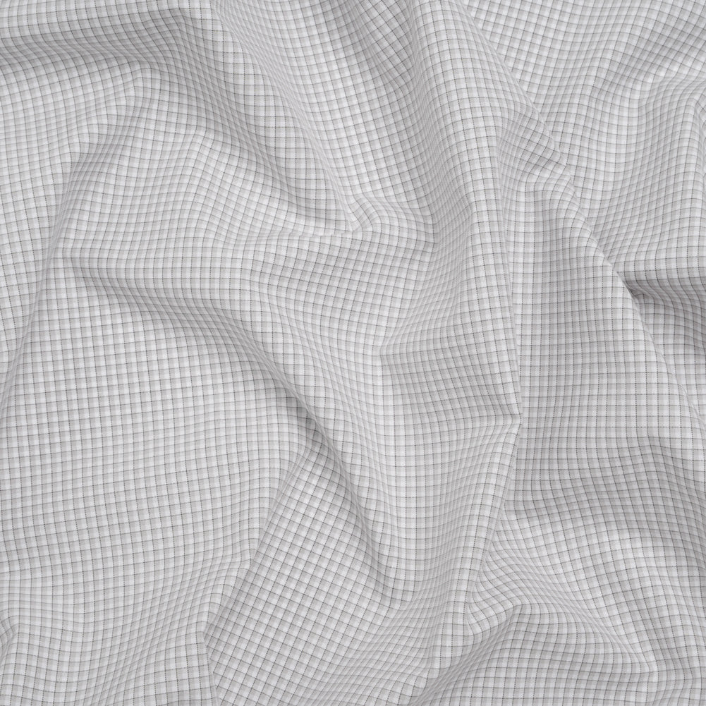Cotton Shirting - Greige, White and Charcoal Shadowed Checks - Deadstock Cotton Shirting - Greige, White and Charcoal Shadowed Checks - Deadstock