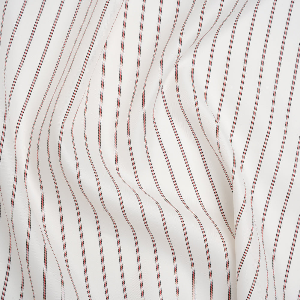 Acetate Twill Lining - White, Black and Red Stripes - Deadstock Acetate Twill Lining - White, Black and Red Stripes - Deadstock
