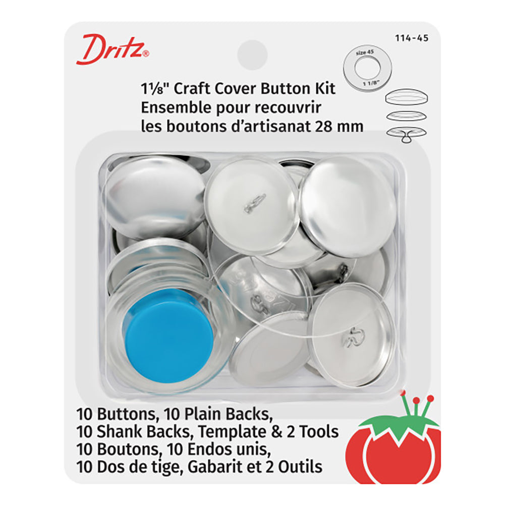 Dritz Craft Cover Button Kit - Nickel - 1.125", 10 Sets