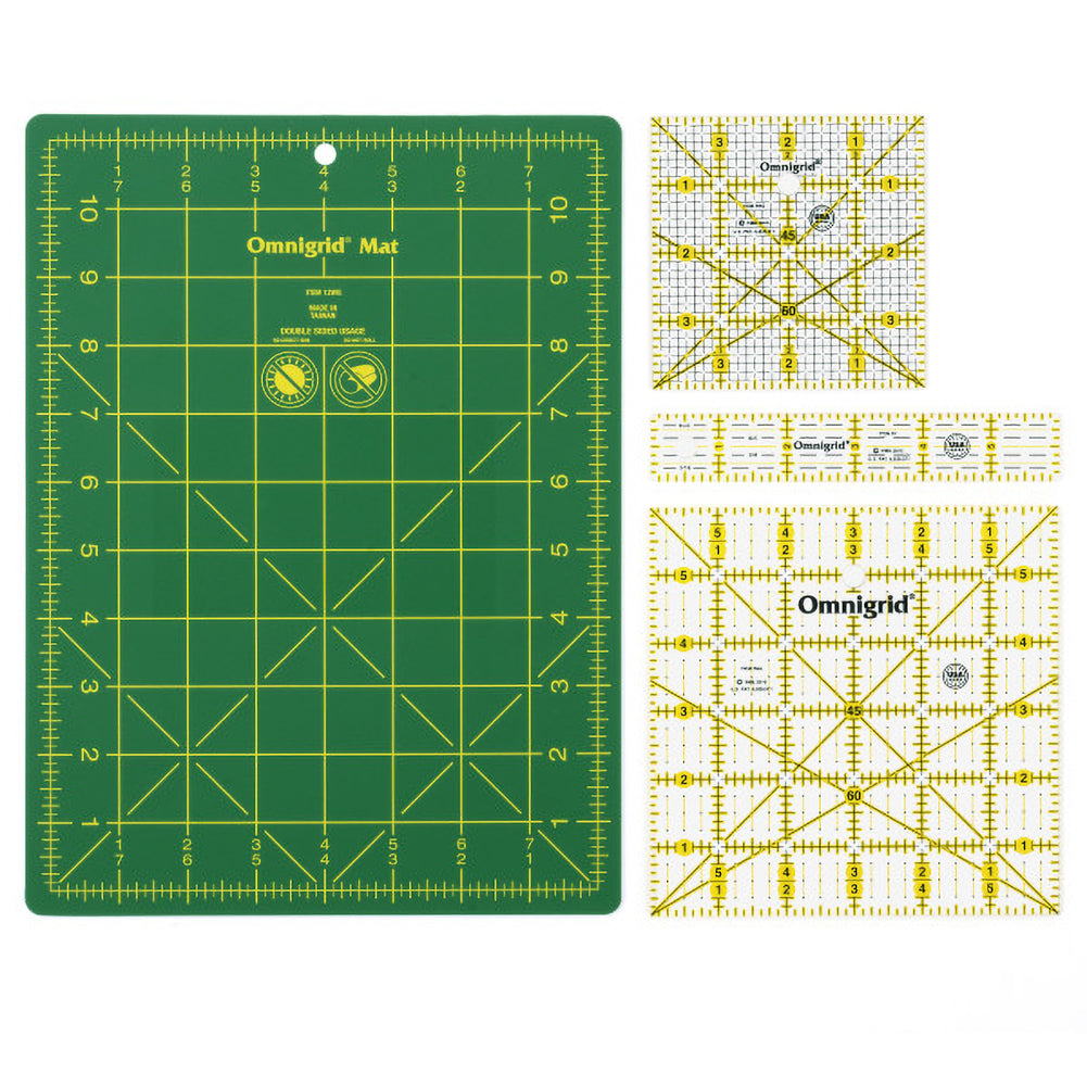 Omnigrid Quilting Travel Set with Rulers and Cutting Mat - 4pc Omnigrid Quilting Travel Set with Rulers and Cutting Mat - 4pc