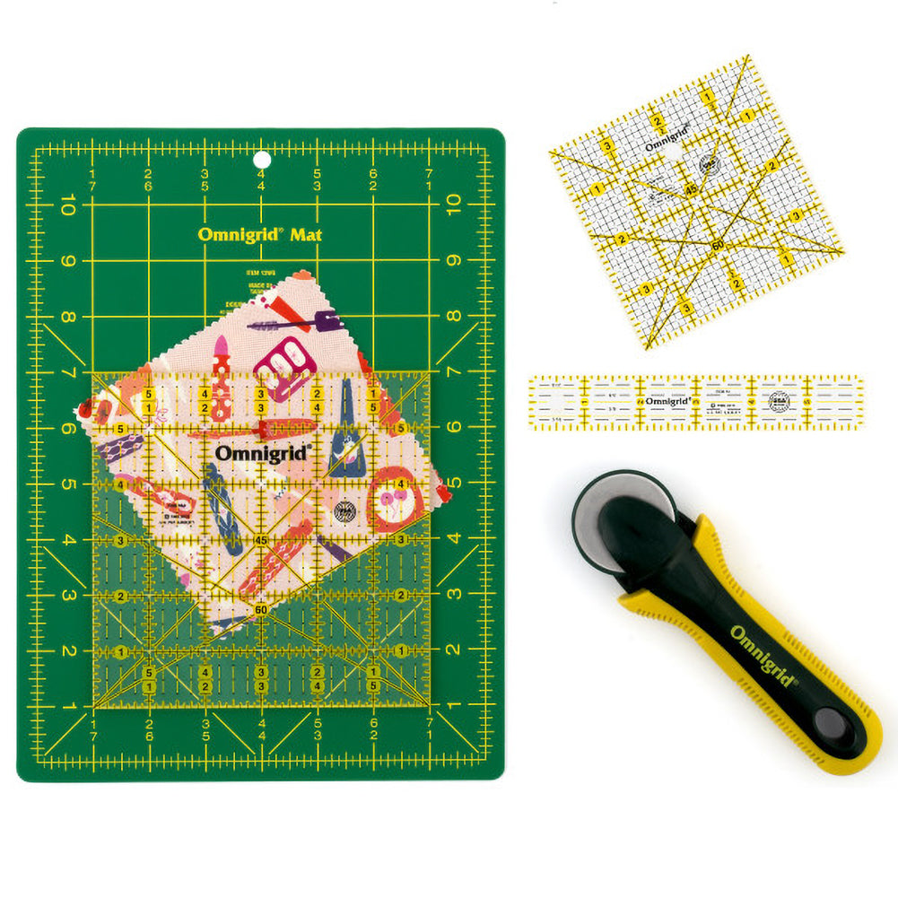 Omnigrid Quilting Travel Set with Rulers and Cutting Mat - 4pc Omnigrid Quilting Travel Set with Rulers and Cutting Mat - 4pc