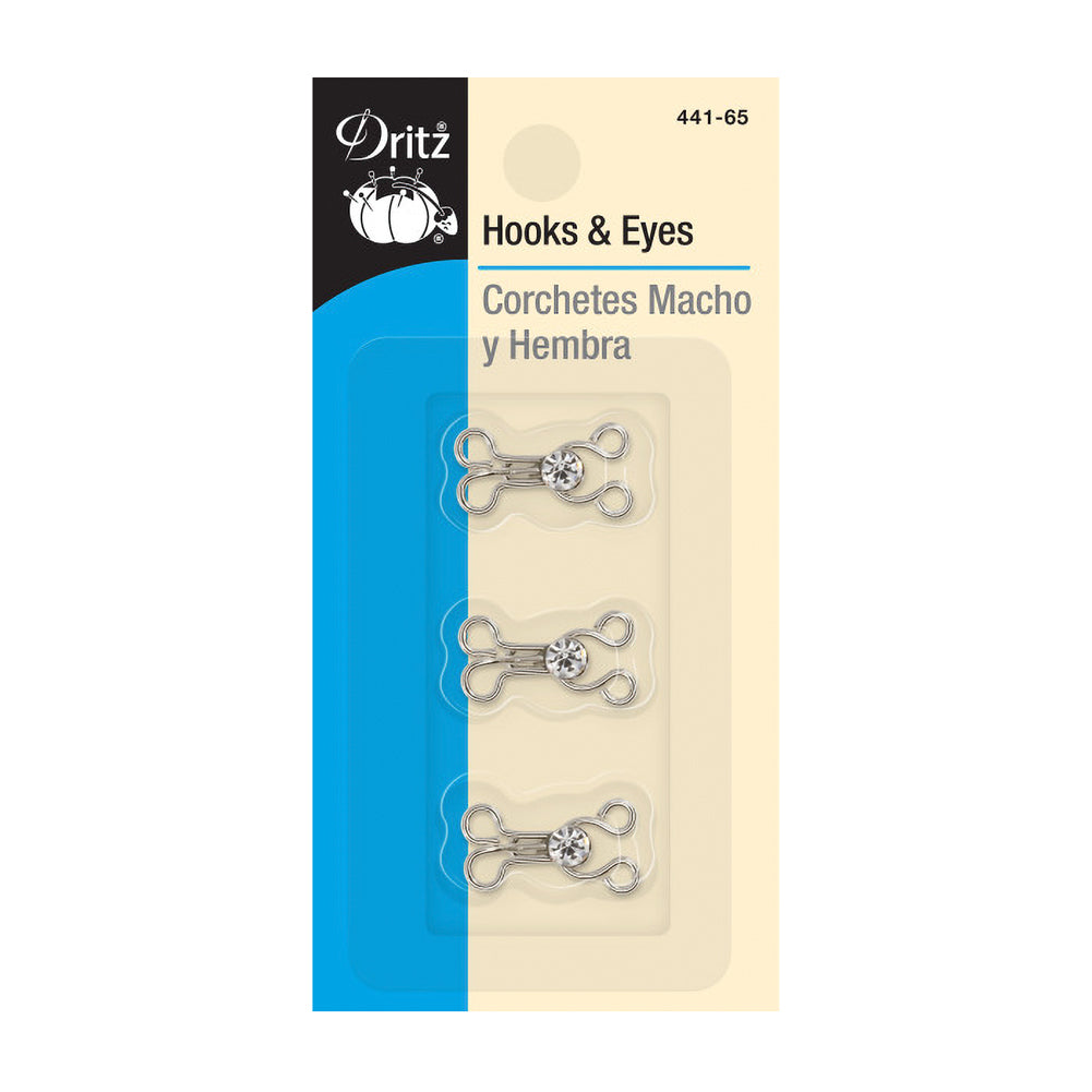 Dritz Decorative Hooks & Eyes with Rhinestones - Nickel - 3 Sets Dritz Decorative Hooks & Eyes with Rhinestones - Nickel - 3 Sets