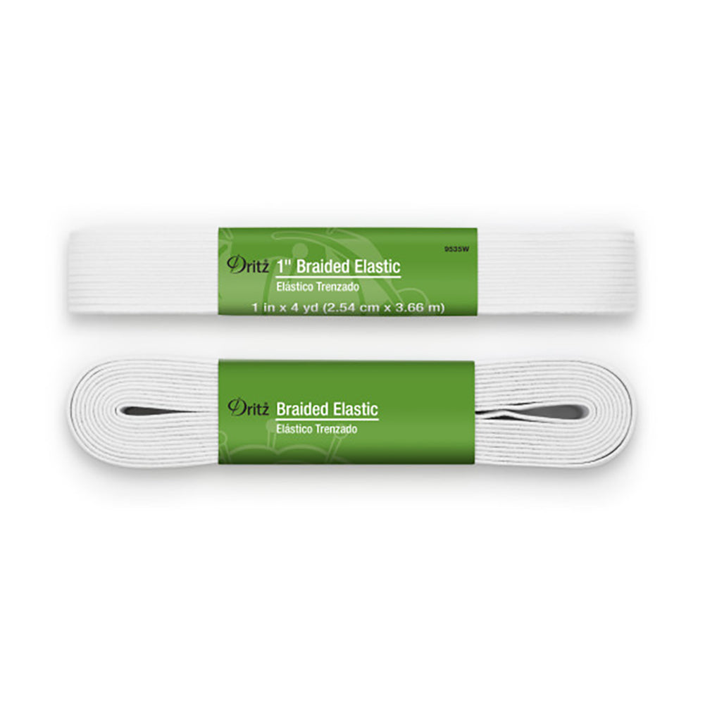 Dritz Braided Elastic - White - 1" x 4yds - Folded Dritz Braided Elastic - White - 1" x 4yds - Folded