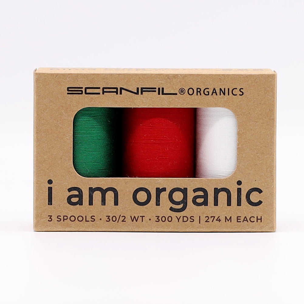SCANFIL® 30wt Organic Pima Cotton Thread Trio Set - 3ct 300yd Spools - Holiday SCANFIL® 30wt Organic Pima Cotton Thread Trio Set - 3ct 300yd Spools - Holiday