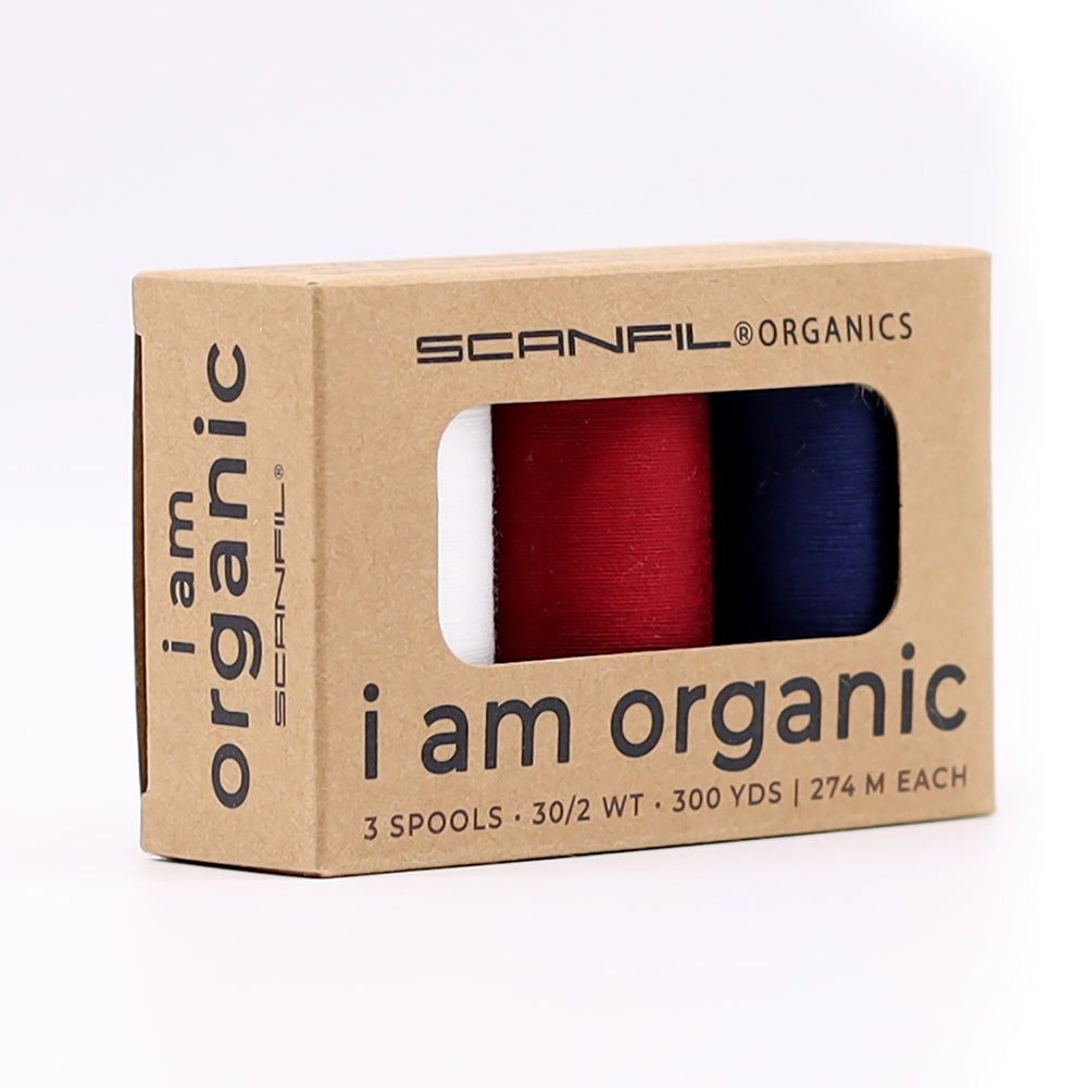 SCANFIL® 30wt Organic Pima Cotton Thread Trio Set - 3ct 300yd Spools - Patriotic - Full - Image 9 of 9 SCANFIL® 30wt Organic Pima Cotton Thread Trio Set - 3ct 300yd Spools - Patriotic - Full - Image 9 of 9