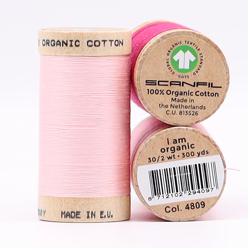SCANFIL® 30wt Organic Pima Cotton Thread Trio Set - 3ct 300yd Spools - Pretty Pinks Detail SCANFIL® 30wt Organic Pima Cotton Thread Trio Set - 3ct 300yd Spools - Pretty Pinks Detail