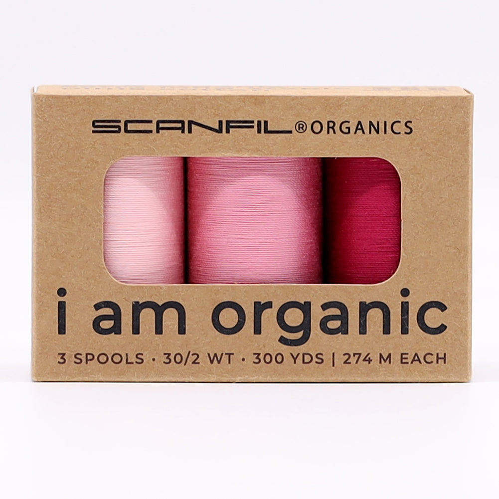 SCANFIL® 30wt Organic Pima Cotton Thread Trio Set - 3ct 300yd Spools - Pretty Pinks SCANFIL® 30wt Organic Pima Cotton Thread Trio Set - 3ct 300yd Spools - Pretty Pinks