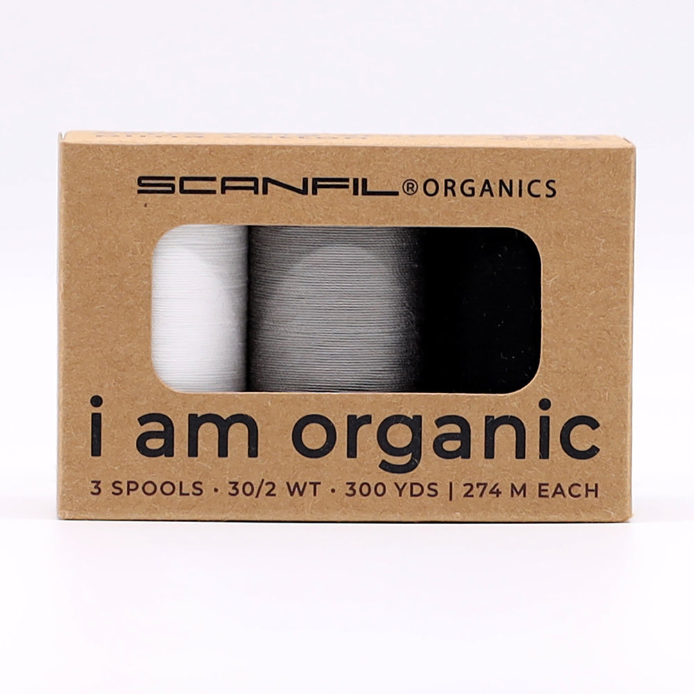 SCANFIL® 30wt Organic Pima Cotton Thread Trio Set - 3ct 300yd Spools - Achromatics SCANFIL® 30wt Organic Pima Cotton Thread Trio Set - 3ct 300yd Spools - Achromatics