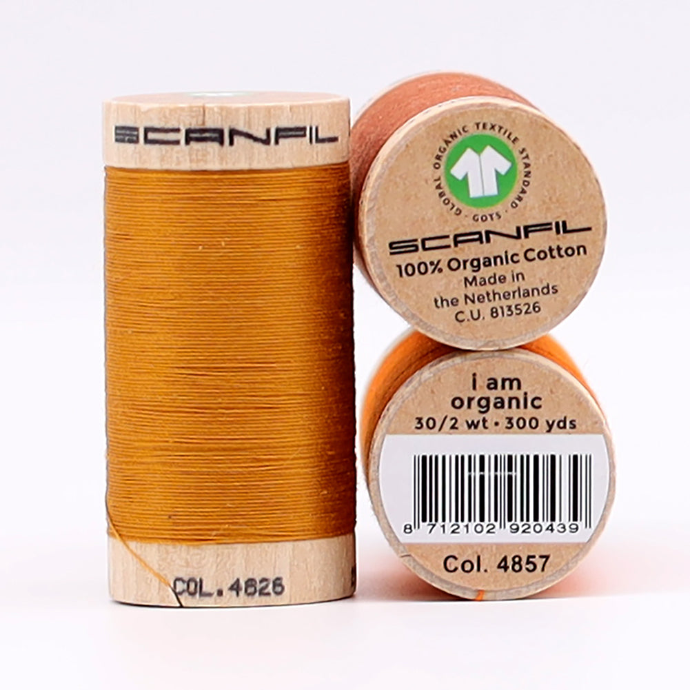 SCANFIL® 30wt Organic Pima Cotton Thread Trio Set - 3ct 300yd Spools - Harvest Hues - Full - Image 4 of 5 SCANFIL® 30wt Organic Pima Cotton Thread Trio Set - 3ct 300yd Spools - Harvest Hues - Full - Image 4 of 5