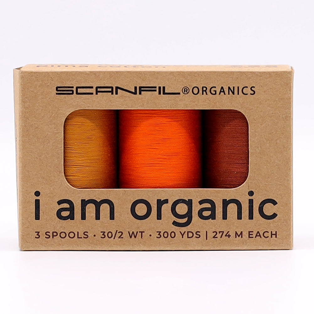SCANFIL® 30wt Organic Pima Cotton Thread Trio Set - 3ct 300yd Spools - Harvest Hues - Drape SCANFIL® 30wt Organic Pima Cotton Thread Trio Set - 3ct 300yd Spools - Harvest Hues - Drape
