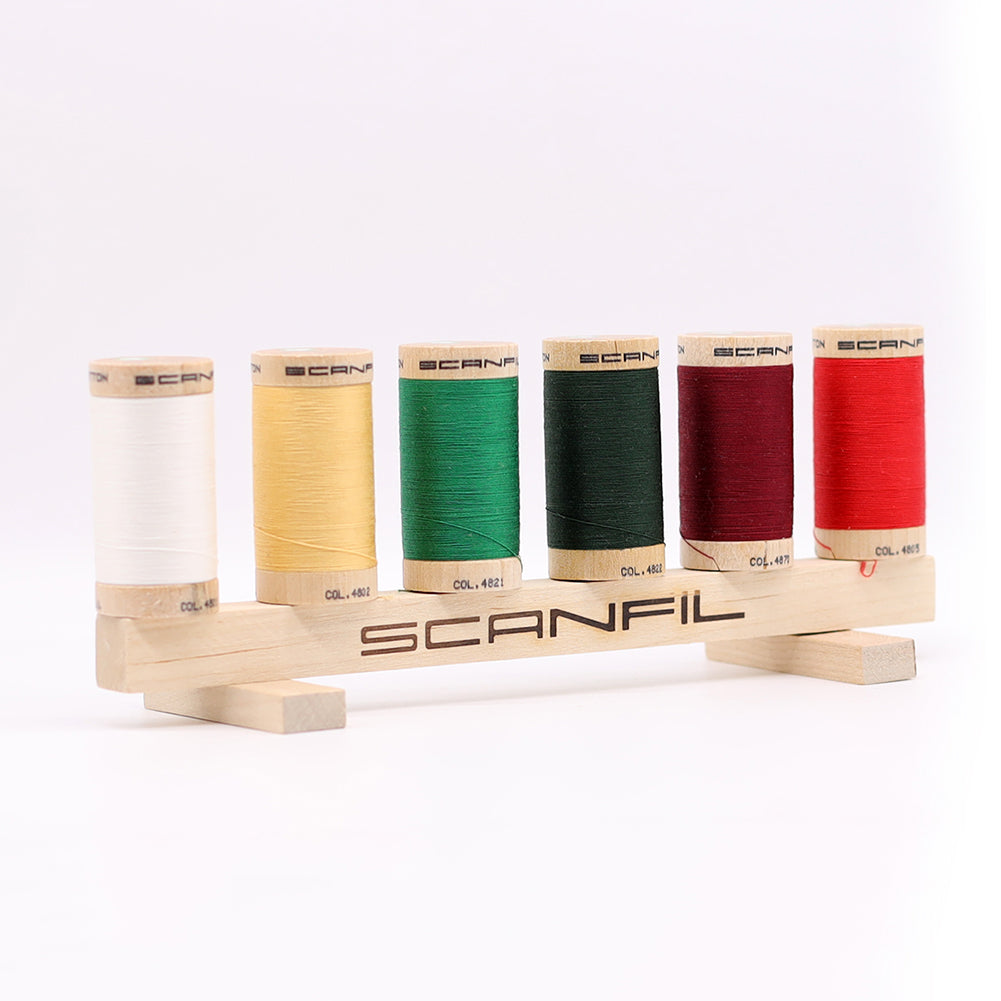 SCANFIL® 30wt Organic Pima Cotton Thread Set - 6ct 300yd Spools & Wood Rack - Holiday Traditions Package SCANFIL® 30wt Organic Pima Cotton Thread Set - 6ct 300yd Spools & Wood Rack - Holiday Traditions Package