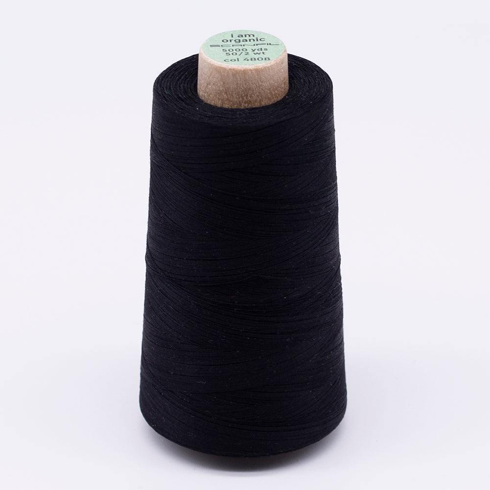 SCANFIL® 50wt Organic Pima Cotton Thread 5000 yd Cones - 4808 Jet Black SCANFIL® 50wt Organic Pima Cotton Thread 5000 yd Cones - 4808 Jet Black