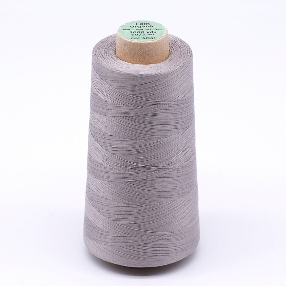 SCANFIL® 50wt Organic Pima Cotton Thread 5000 yd Cones - 4831 Chateau Gray SCANFIL® 50wt Organic Pima Cotton Thread 5000 yd Cones - 4831 Chateau Gray