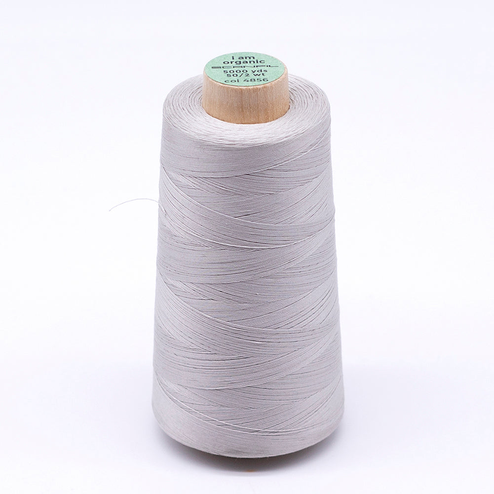 SCANFIL® 50wt Organic Pima Cotton Thread 5000 yd Cones - 4856 Silver Cloud SCANFIL® 50wt Organic Pima Cotton Thread 5000 yd Cones - 4856 Silver Cloud