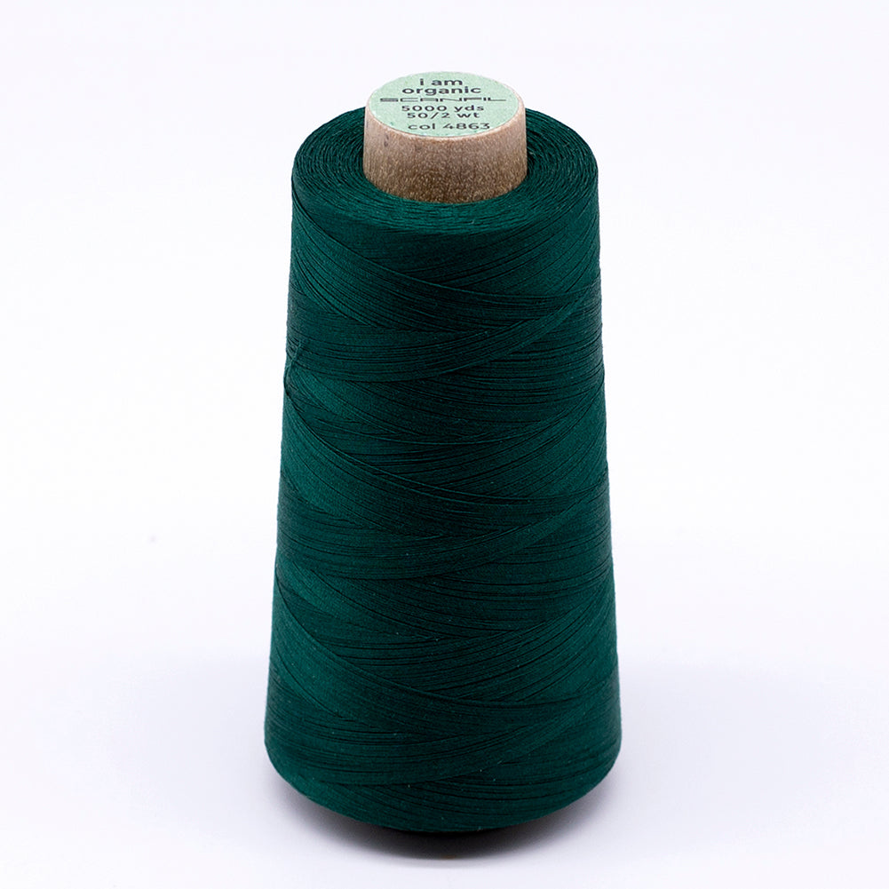SCANFIL® 50wt Organic Pima Cotton Thread 5000 yd Cones - 4863 Galapagos Green SCANFIL® 50wt Organic Pima Cotton Thread 5000 yd Cones - 4863 Galapagos Green