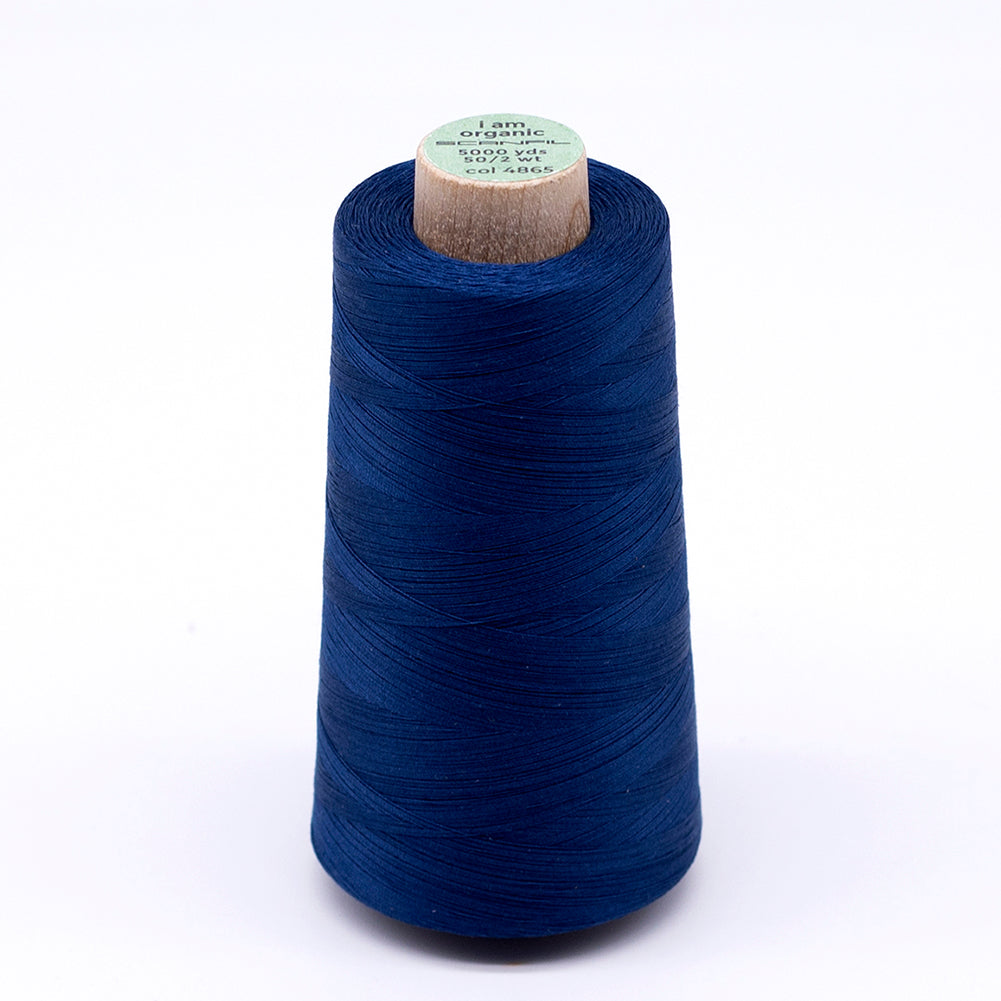SCANFIL® 50wt Organic Pima Cotton Thread 5000 yd Cones - 4865 Sailor Blue SCANFIL® 50wt Organic Pima Cotton Thread 5000 yd Cones - 4865 Sailor Blue