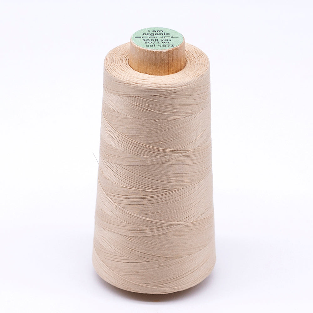 SCANFIL® 50wt Organic Pima Cotton Thread 5000 yd Cones - 4873 Ivory Cream SCANFIL® 50wt Organic Pima Cotton Thread 5000 yd Cones - 4873 Ivory Cream