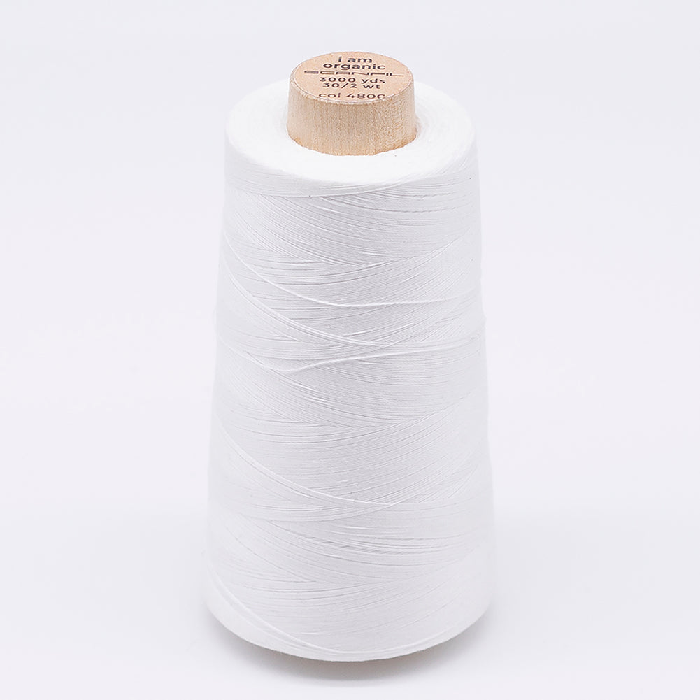 SCANFIL® 30wt Organic Pima Cotton Thread 3000 yd Cone - 4800 Bright White SCANFIL® 30wt Organic Pima Cotton Thread 3000 yd Cone - 4800 Bright White