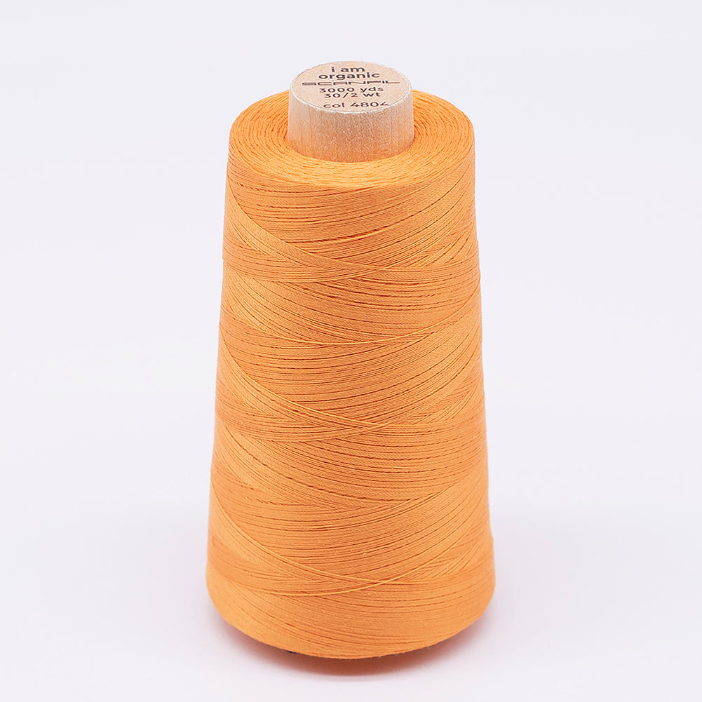 SCANFIL® 30wt Organic Pima Cotton Thread 3000 yd Cone - 4804 Blazing Orange SCANFIL® 30wt Organic Pima Cotton Thread 3000 yd Cone - 4804 Blazing Orange