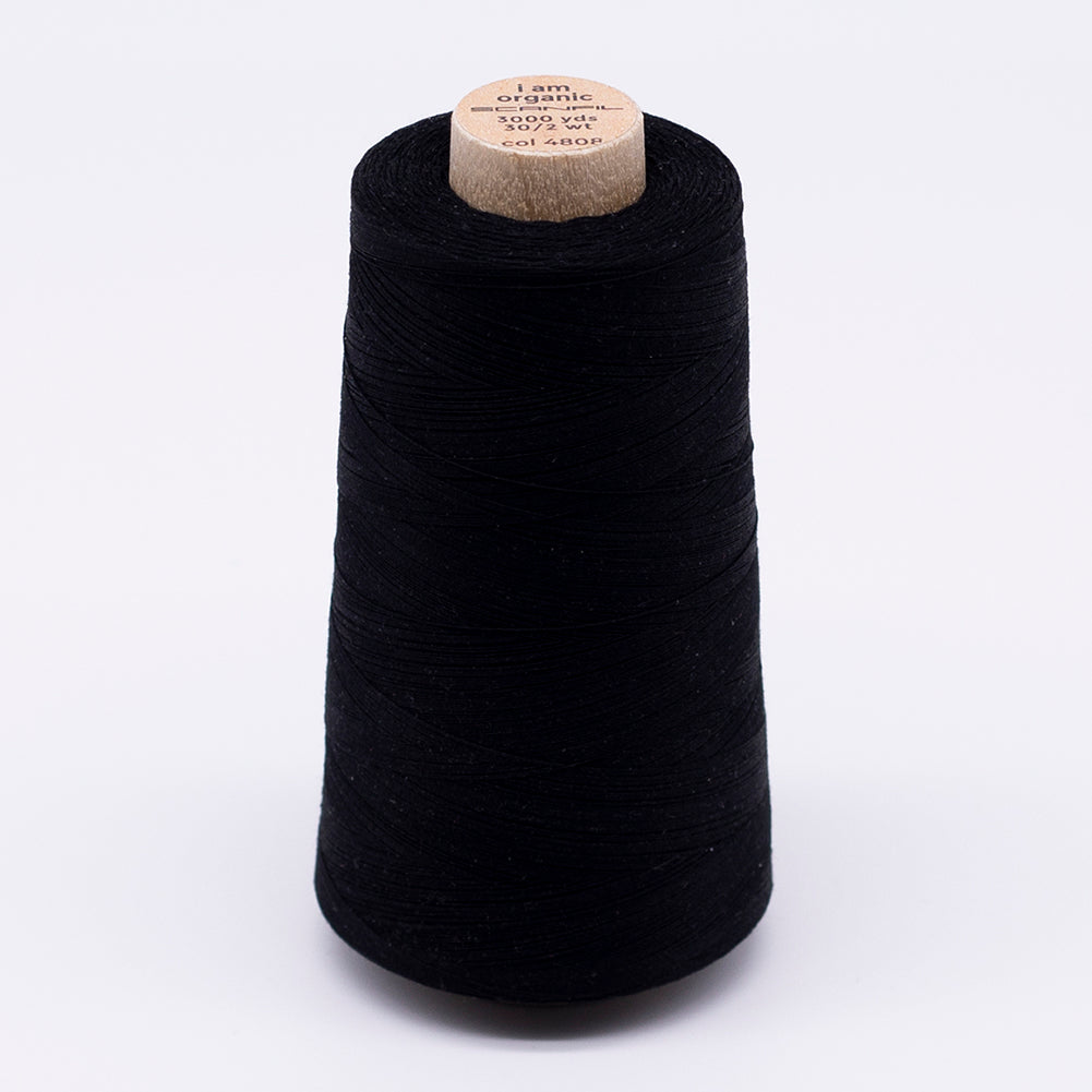 SCANFIL® 30wt Organic Pima Cotton Thread 3000 yd Cone - 4808 Jet Black SCANFIL® 30wt Organic Pima Cotton Thread 3000 yd Cone - 4808 Jet Black