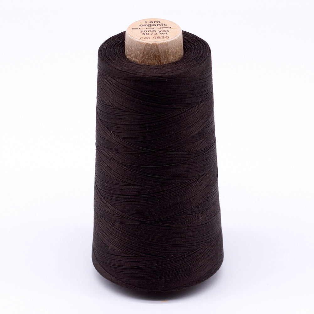 SCANFIL® 30wt Organic Pima Cotton Thread 3000 yd Cone - 4830 Licorice SCANFIL® 30wt Organic Pima Cotton Thread 3000 yd Cone - 4830 Licorice