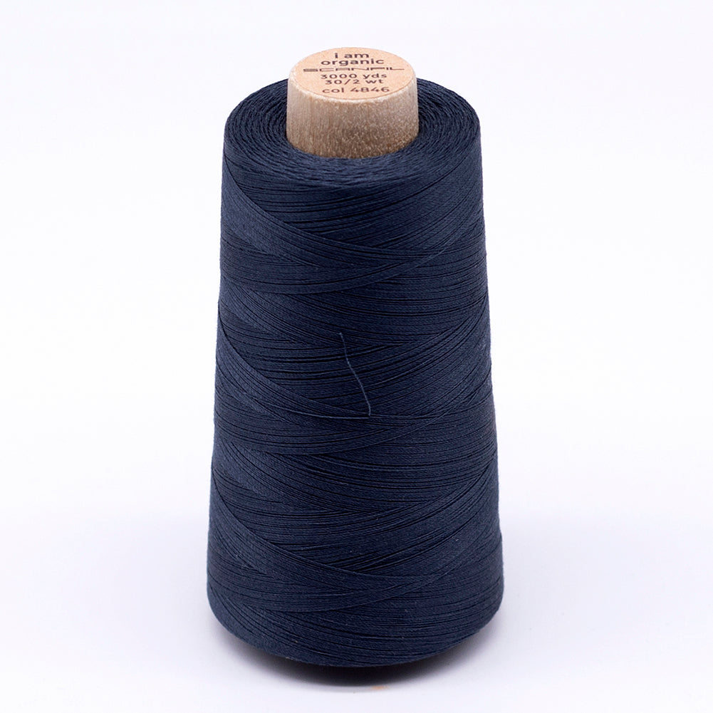 SCANFIL® 30wt Organic Pima Cotton Thread 3000 yd Cone - 4846 Midnight Navy SCANFIL® 30wt Organic Pima Cotton Thread 3000 yd Cone - 4846 Midnight Navy