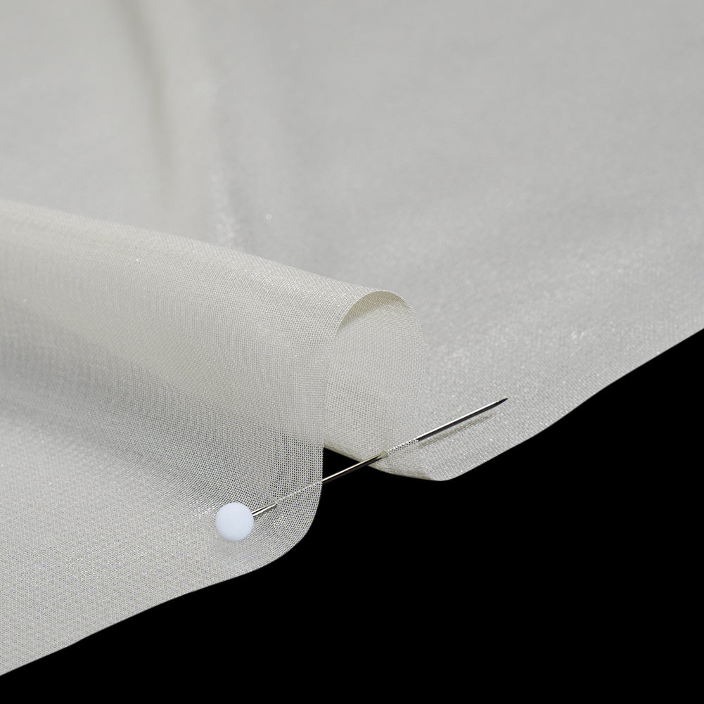 Liquid Sheen Metallic Polyester Chiffon - Silver on Beige - Liquid Sheen Chiffon Collection Full Liquid Sheen Metallic Polyester Chiffon - Silver on Beige - Liquid Sheen Chiffon Collection Full