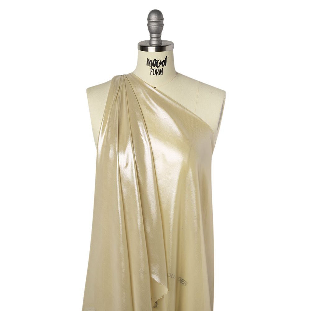Liquid Sheen Metallic Polyester Chiffon - Silver on Gold - Liquid Sheen Chiffon Collection Liquid Sheen Metallic Polyester Chiffon - Silver on Gold - Liquid Sheen Chiffon Collection