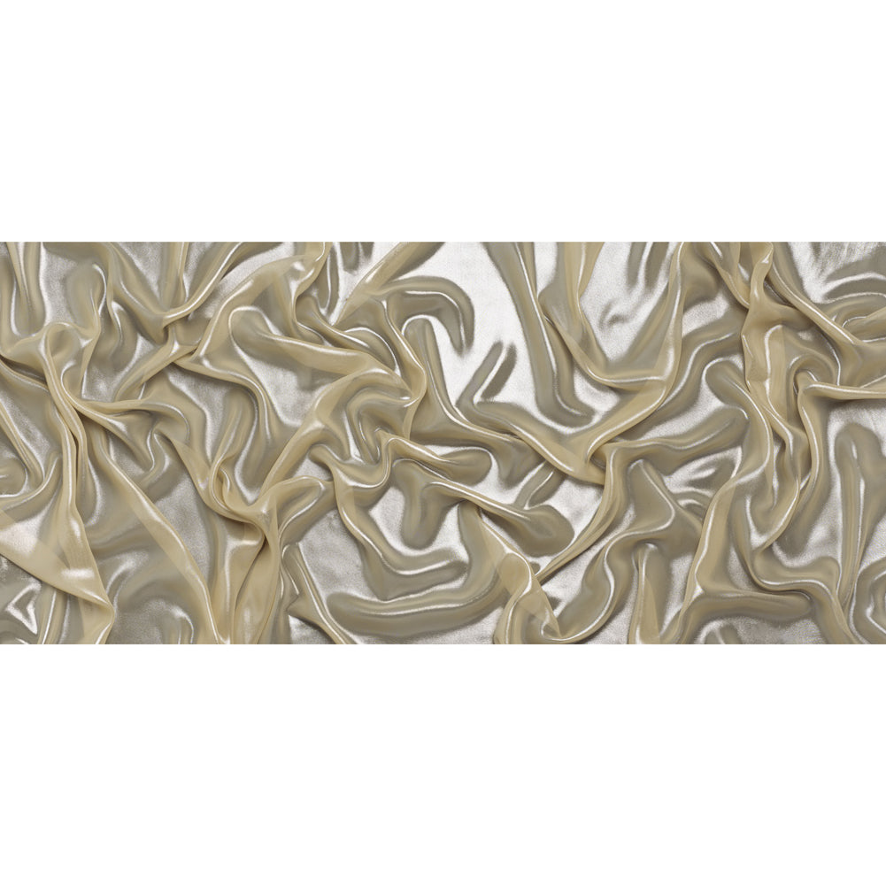 Liquid Sheen Metallic Polyester Chiffon - Silver on Gold - Liquid Sheen Chiffon Collection Liquid Sheen Metallic Polyester Chiffon - Silver on Gold - Liquid Sheen Chiffon Collection