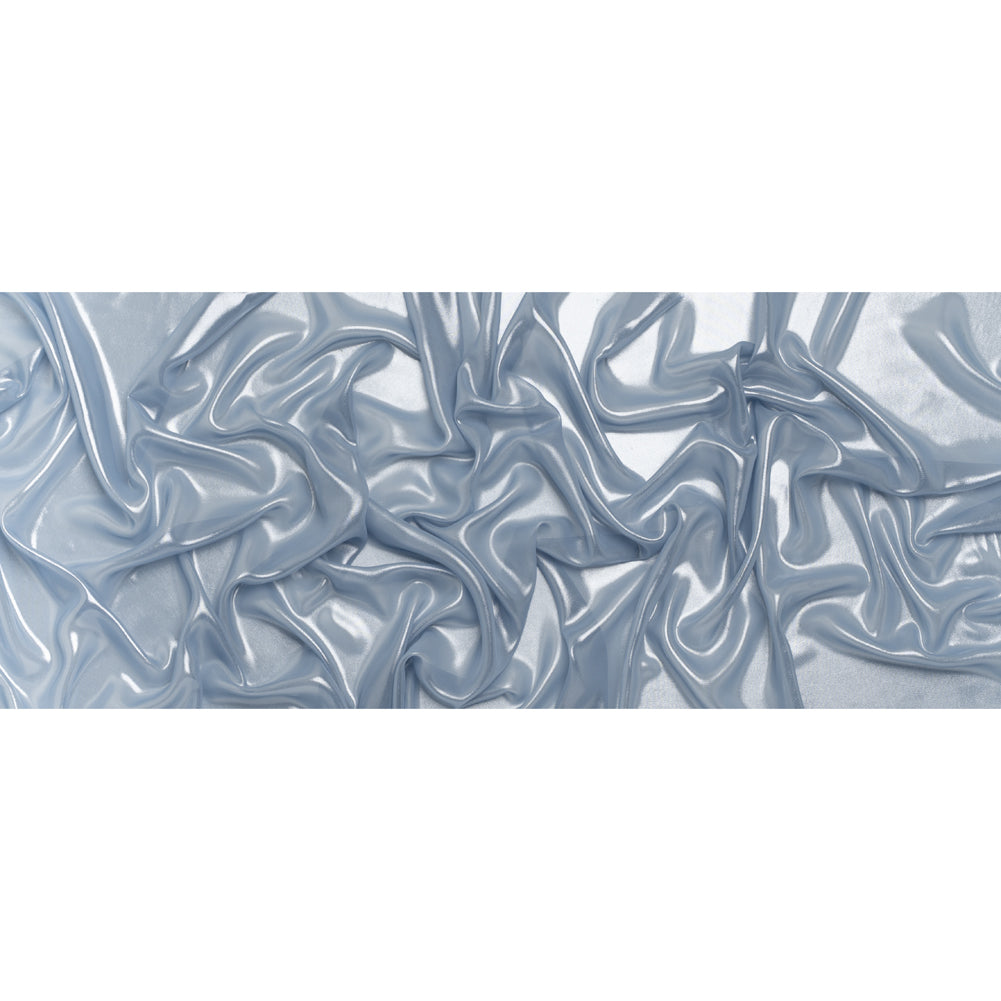 Liquid Sheen Metallic Polyester Chiffon - Silver on Blue - Liquid Sheen Chiffon Collection Liquid Sheen Metallic Polyester Chiffon - Silver on Blue - Liquid Sheen Chiffon Collection