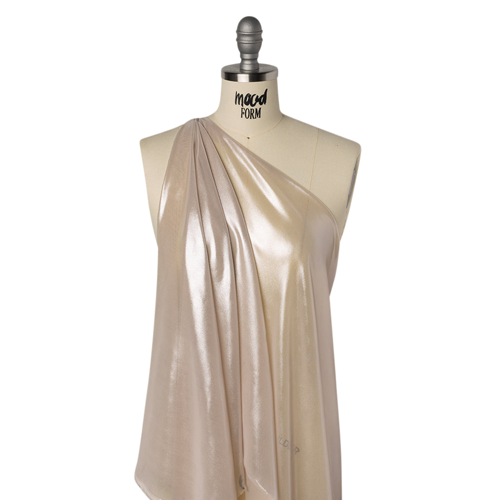Liquid Sheen Metallic Polyester Chiffon - Silver on Pink - Liquid Sheen Chiffon Collection Liquid Sheen Metallic Polyester Chiffon - Silver on Pink - Liquid Sheen Chiffon Collection