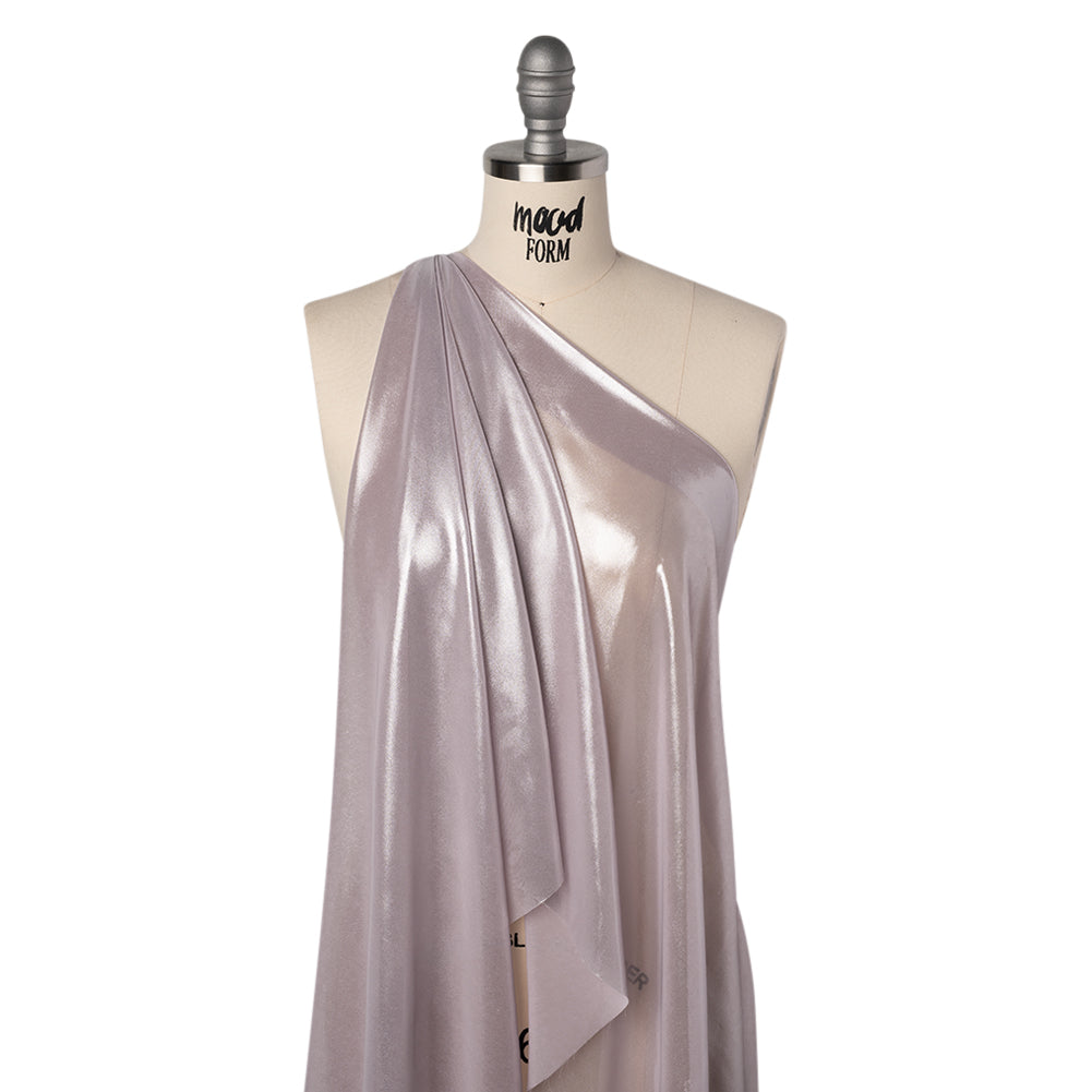 Liquid Sheen Metallic Polyester Chiffon - Silver on Lavender - Liquid Sheen Chiffon Collection Liquid Sheen Metallic Polyester Chiffon - Silver on Lavender - Liquid Sheen Chiffon Collection