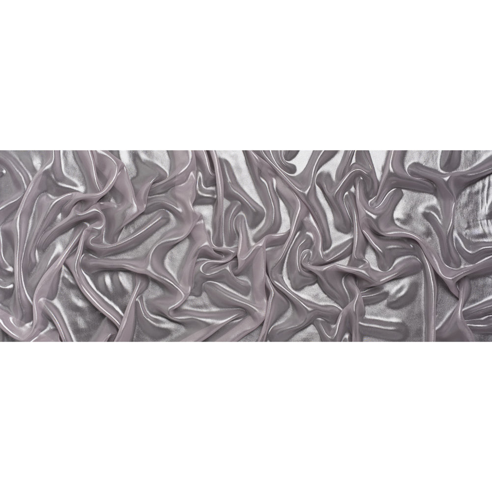 Liquid Sheen Metallic Polyester Chiffon - Silver on Lavender - Liquid Sheen Chiffon Collection Liquid Sheen Metallic Polyester Chiffon - Silver on Lavender - Liquid Sheen Chiffon Collection